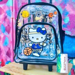 HELLO KITTY Golden State Warriors Clear Rolling Backpack 17” - Black | Handmade